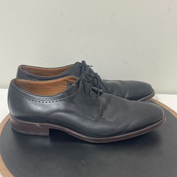 Johnston Murphy Shoes‎ Men 10.5 Henrick Plain Toe Black Full Grain Derby main image 15